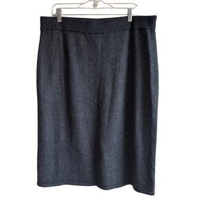 Talbots Knit Pull on Sweater Skirt Marled Gray XL